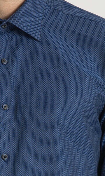 Desenli Regular Lacivert Gömlek - 5