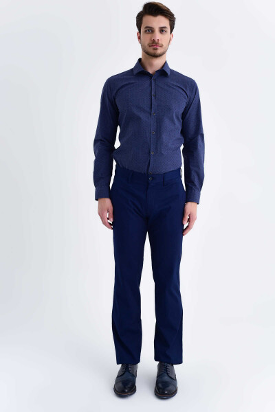 Lacivert Regular Kanvas Pantolon - 2