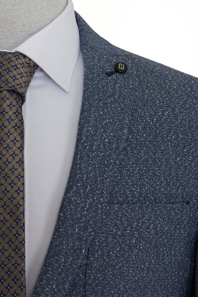 Lacivert Slim Fit Desenli Blazer Ceket - 3