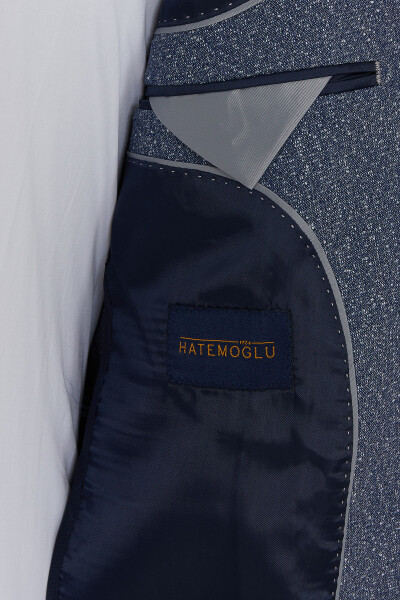 Lacivert Slim Fit Desenli Blazer Ceket - 4