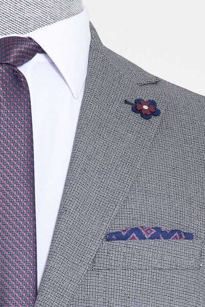 Lacivert Desenli Slim Fit Ceket - 3