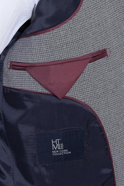 Lacivert Desenli Slim Fit Ceket - 4