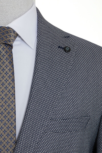 Lacivert Slim Fit Desenli Blazer Ceket - 3