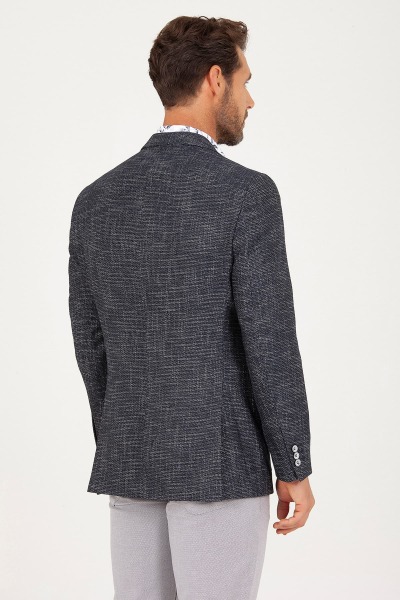 Lacivert Slim Fit Desenli Haki Ceket - 12