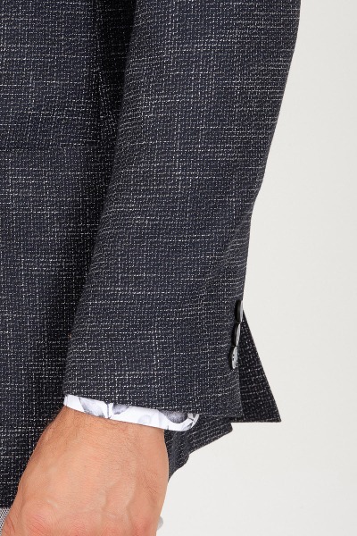 Lacivert Slim Fit Desenli Haki Ceket - 14