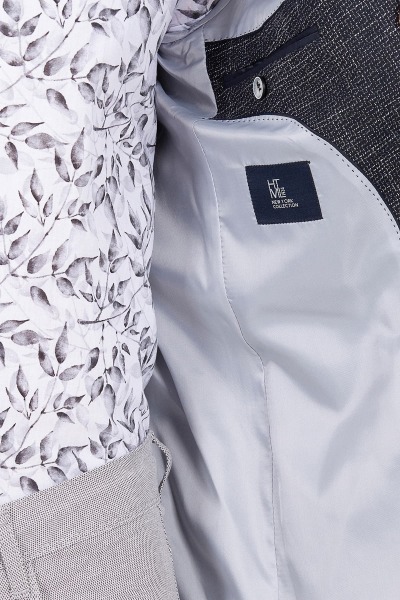 Lacivert Slim Fit Desenli Haki Ceket - 16