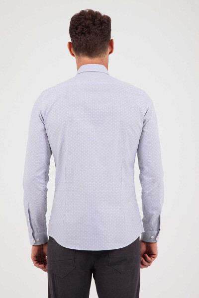 Lacivert Desenli Slim Fit Gömlek - 5