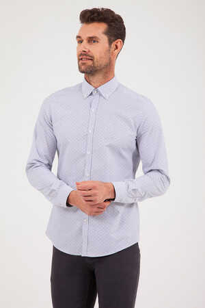 Lacivert Desenli Slim Fit Gömlek - 6