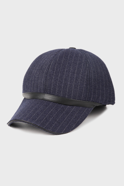 Lacivert Deri Biyeli Şapka - 5