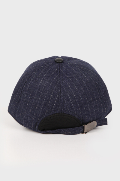 Lacivert Deri Biyeli Şapka - 6