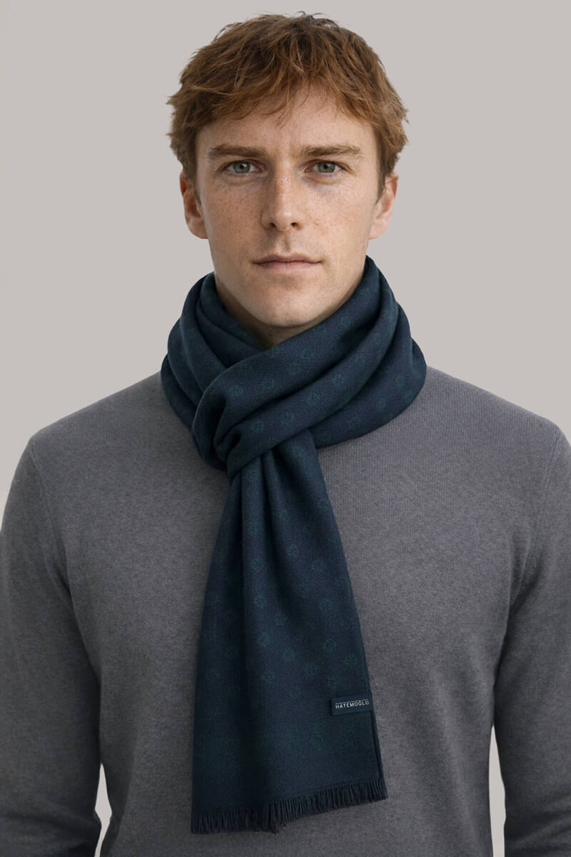 Lacivert Desenli Atkı - Hatemoğlu