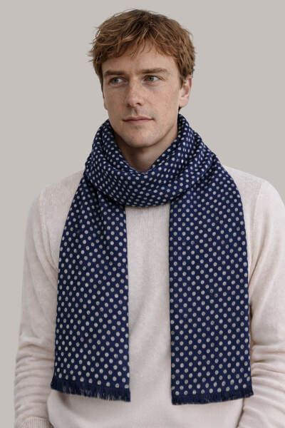 Lacivert Desenli Atkı - 2