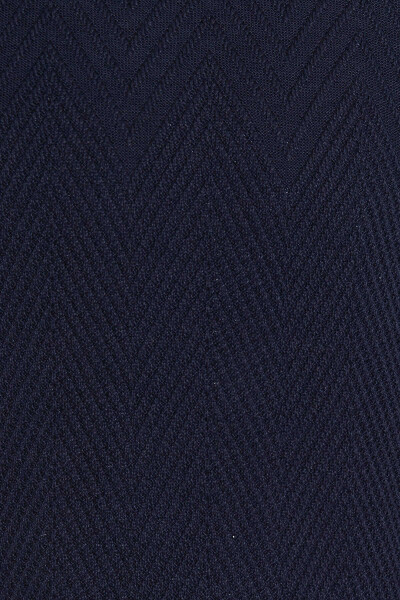 Lacivert Regular Fit Desenli Pamuklu Bisiklet Yaka Triko Kazak - 6