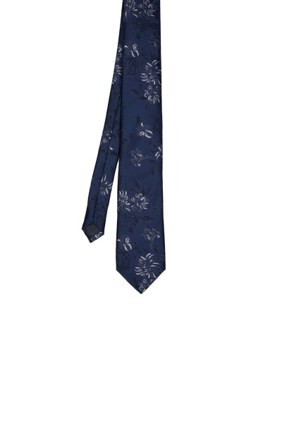 Lacivert Desenli Klasik Micro Kravat - 6