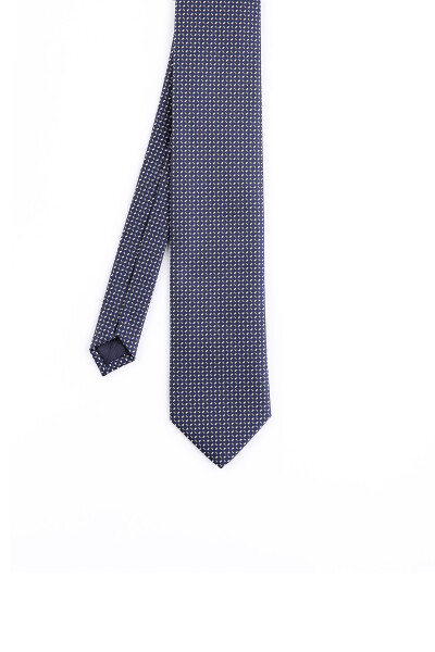Lacivert Desenli Klasik Micro Kravat - 5