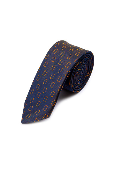 Sarı Desenli Klasik Micro Kravat - 2