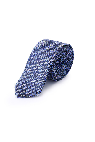 Lacivert Desenli Micro Casual Kravat - 2