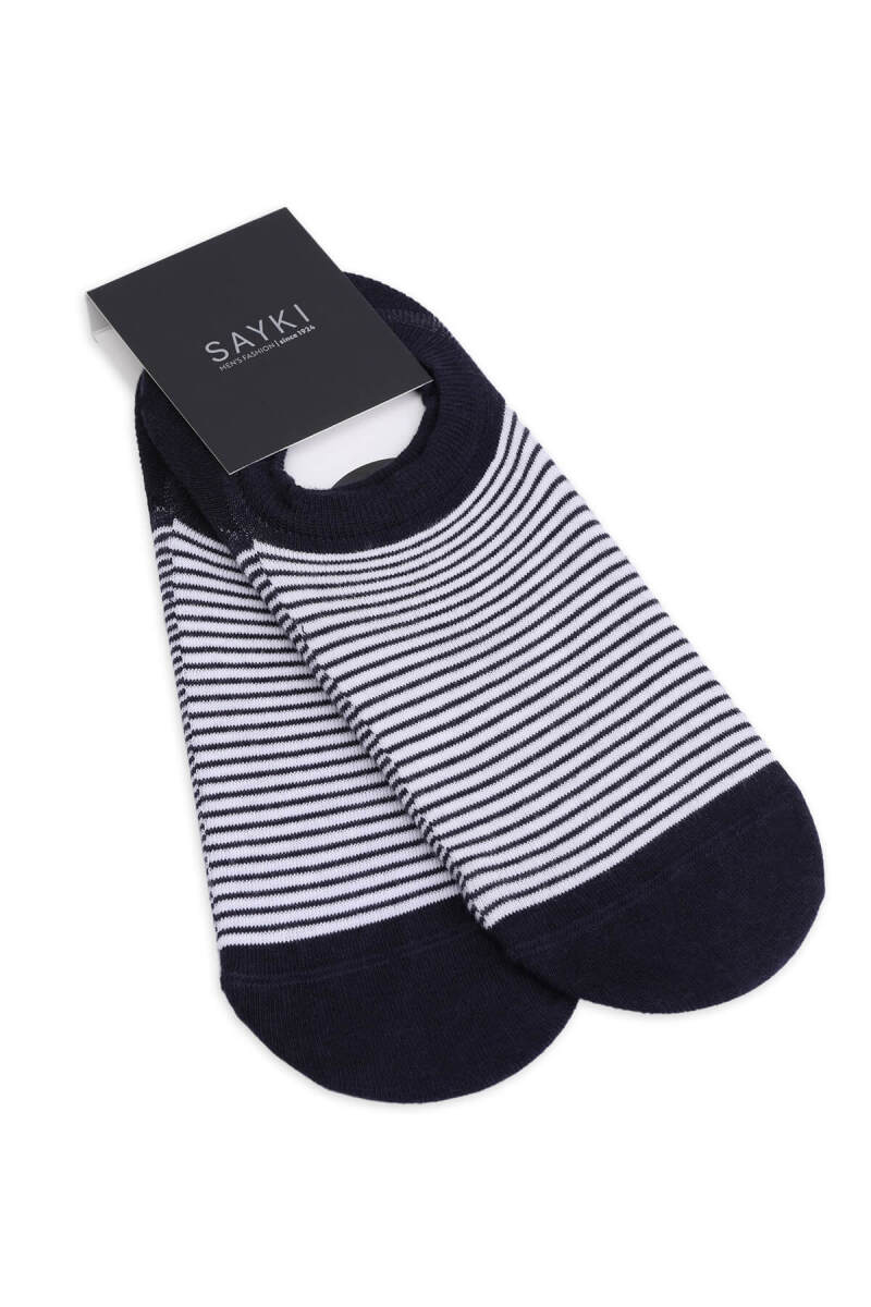 Lacivert Desenli Pamuklu İkili Babet Çorap - HATEM SAYKI