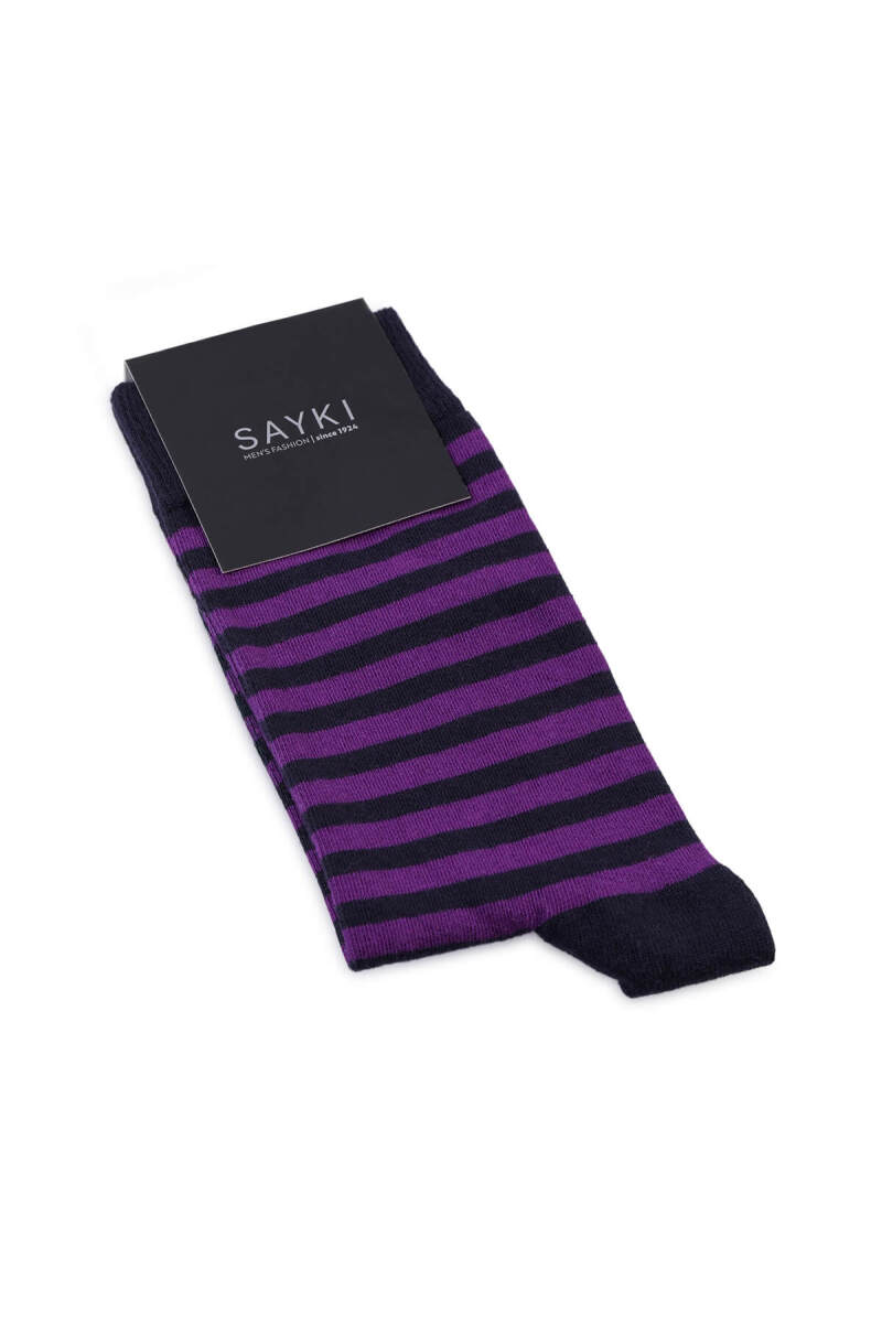 Lacivert Desenli Pamuklu Soket Çorap - HATEM SAYKI