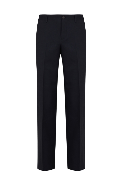 Hatem Saykı - Lacivert Regular Fit Desenli Yüksek Bel Yün Kumaş Pantolon