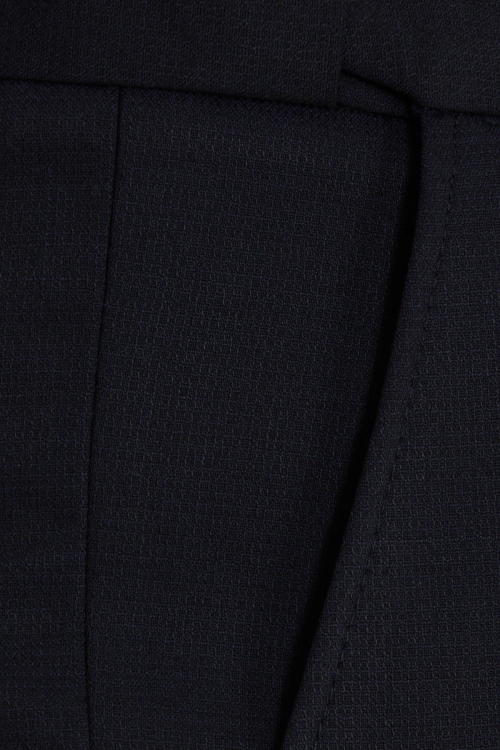 Lacivert Regular Fit Desenli Yüksek Bel Yün Kumaş Pantolon - Thumbnail (2)