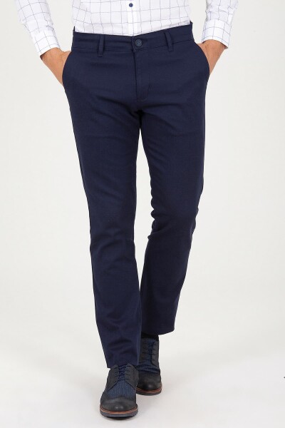 Lacivert Regular Fit Yandan Cep Pantolon - 1