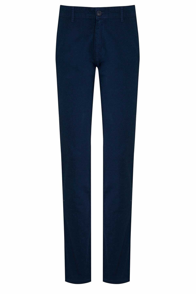 Lacivert Regular Fit Desenli Pamuklu Yandan Cep Kanvas Pantolon - Hatemoğlu