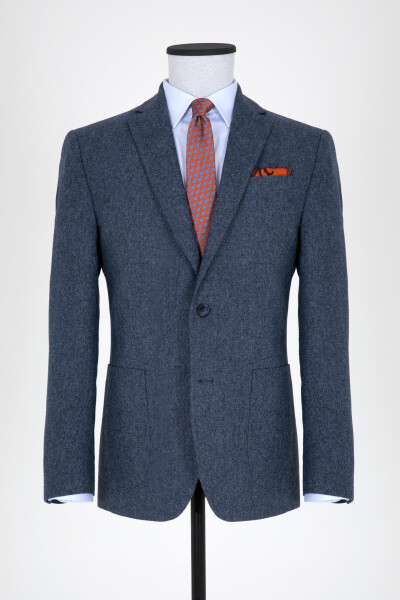 Lacivert Desenli Slim Fit Ceket - 1