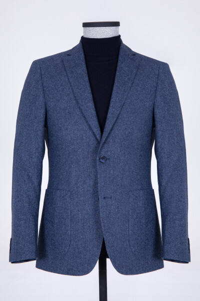 Lacivert Desenli Slim Fit Ceket - 2