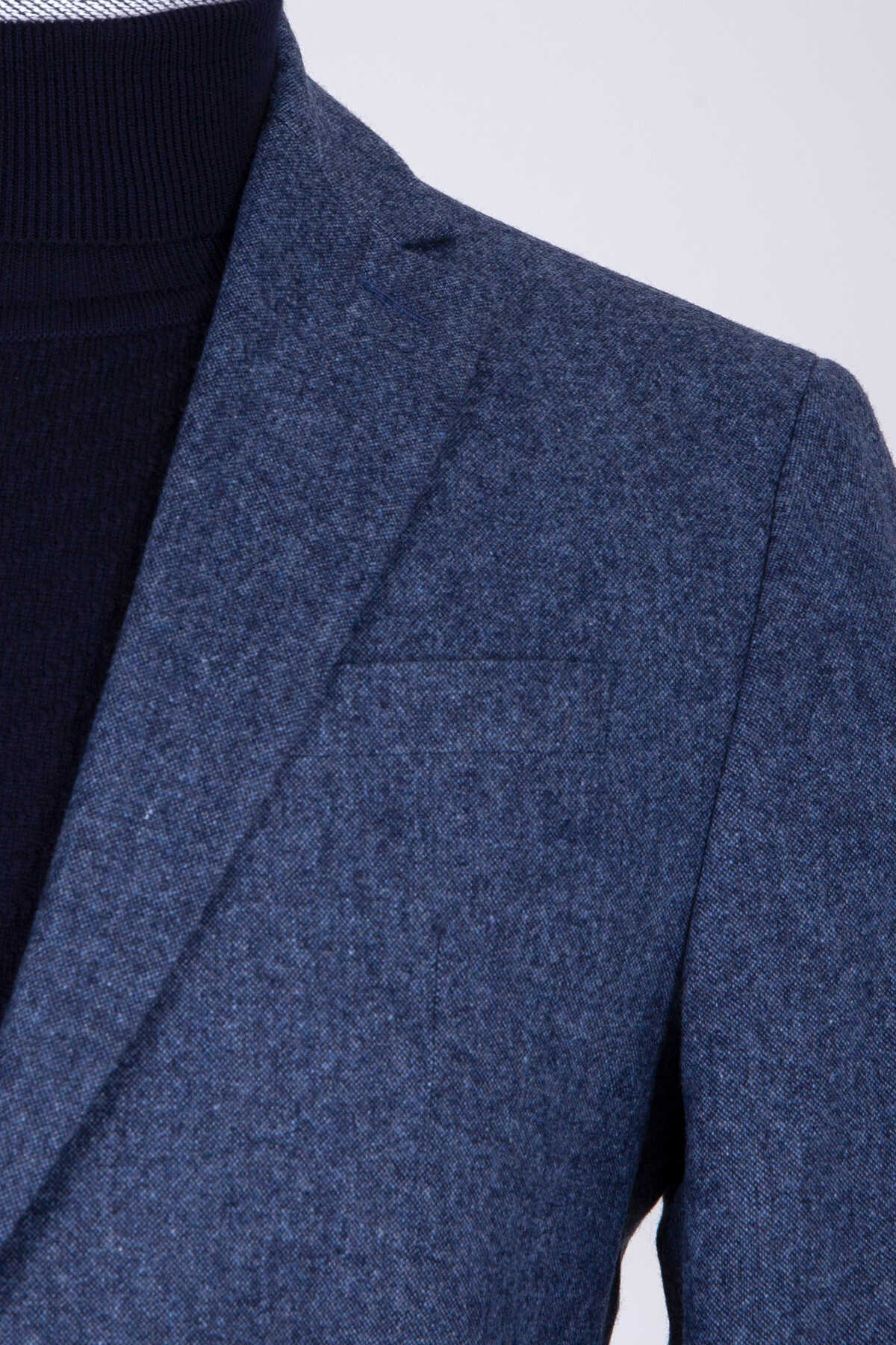 Lacivert Desenli Slim Fit Ceket - 3