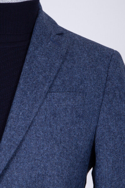 Lacivert Desenli Slim Fit Ceket - 3