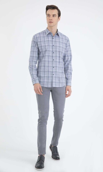 Lacivert Desenli Slim Fit Gömlek - 2