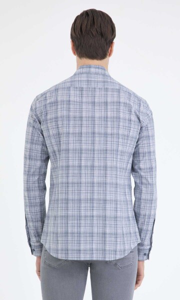 Lacivert Desenli Slim Fit Gömlek - 3