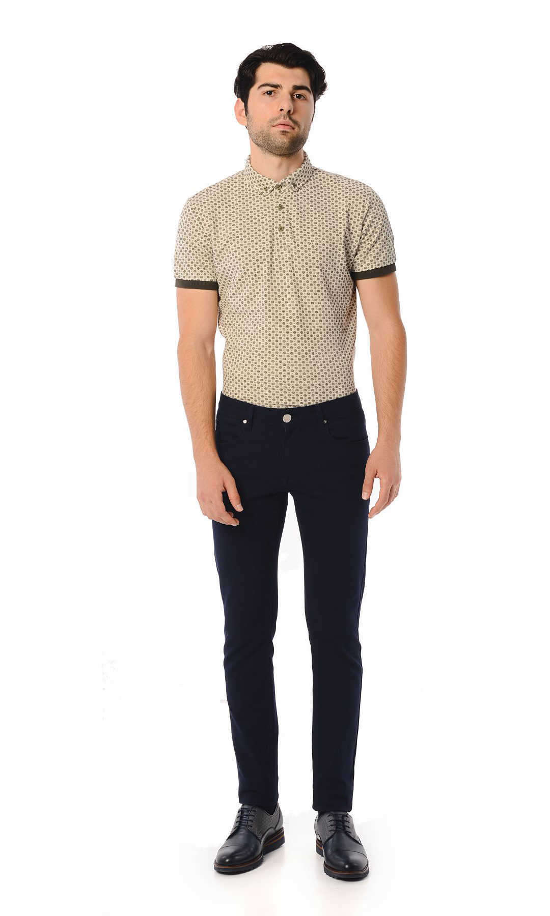 Lacivert Desenli Slim Fit Pantolon - 2