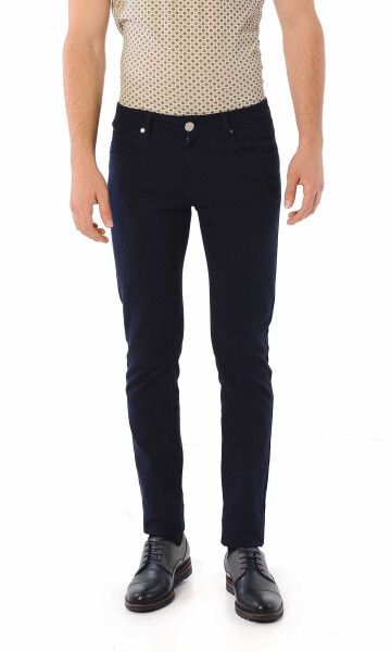 Lacivert Desenli Slim Fit Pantolon - 3