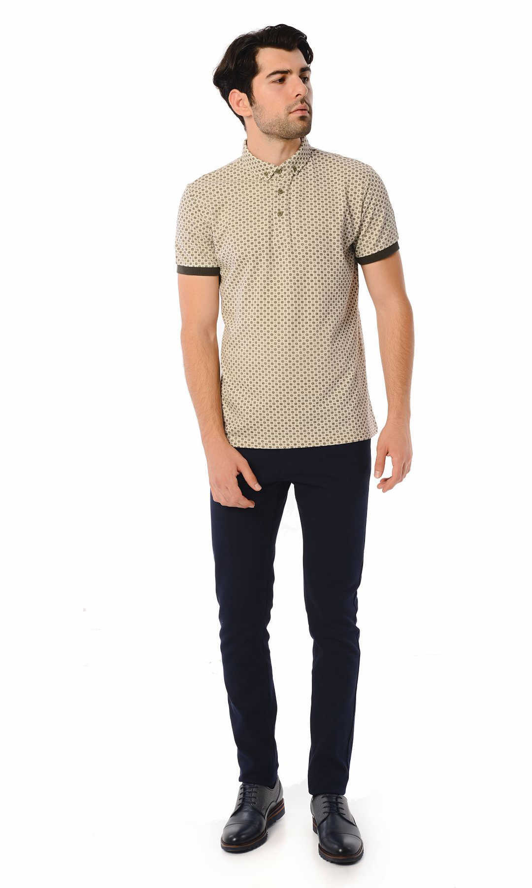 Lacivert Desenli Slim Fit Pantolon - 4