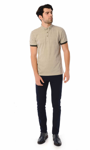 Lacivert Desenli Slim Fit Pantolon - 4