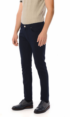 Lacivert Desenli Slim Fit Pantolon - 6