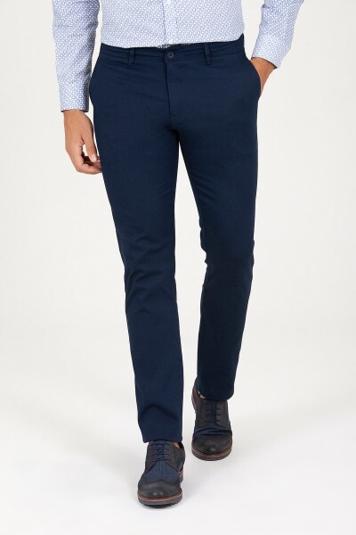 Lacivert Slim Fit Yandan Cep Pantolon - Thumbnail