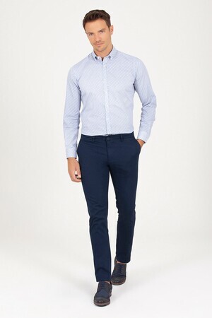 Lacivert Slim Fit Yandan Cep Pantolon - 11