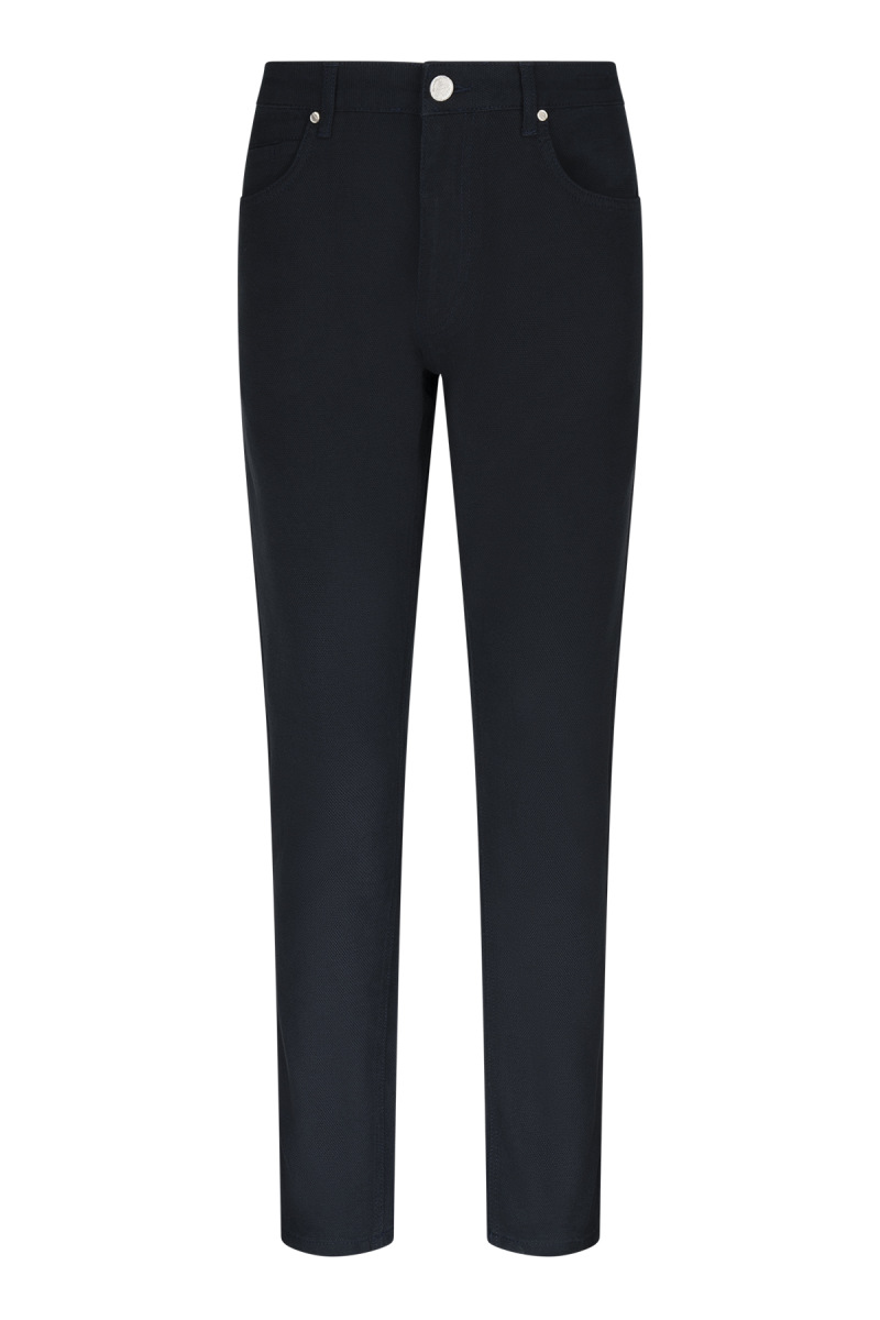 Lacivert Rahat Kesim 5 Cep Pamuklu Kanvas Pantolon - Hatem Saykı