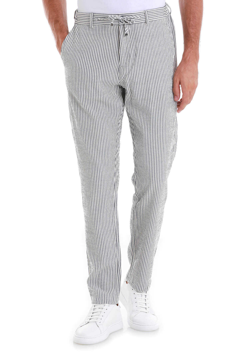 Lacivert Dinamik Fit Çizgili Yandan Cepli Jogger Pantolon - Hatem Saykı (1)