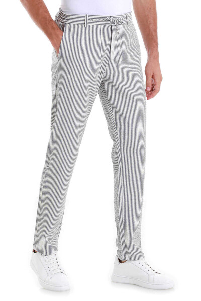 Lacivert Dinamik Fit Çizgili Yandan Cepli Jogger Pantolon - 4