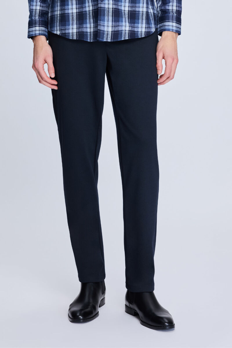 Lacivert Dinamik Fit Desenli Yandan Cepli Casual Jogger Pantolon - HTML