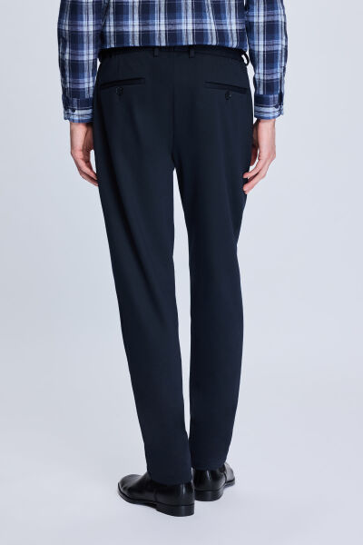 Lacivert Dinamik Fit Desenli Yandan Cepli Casual Jogger Pantolon - 4