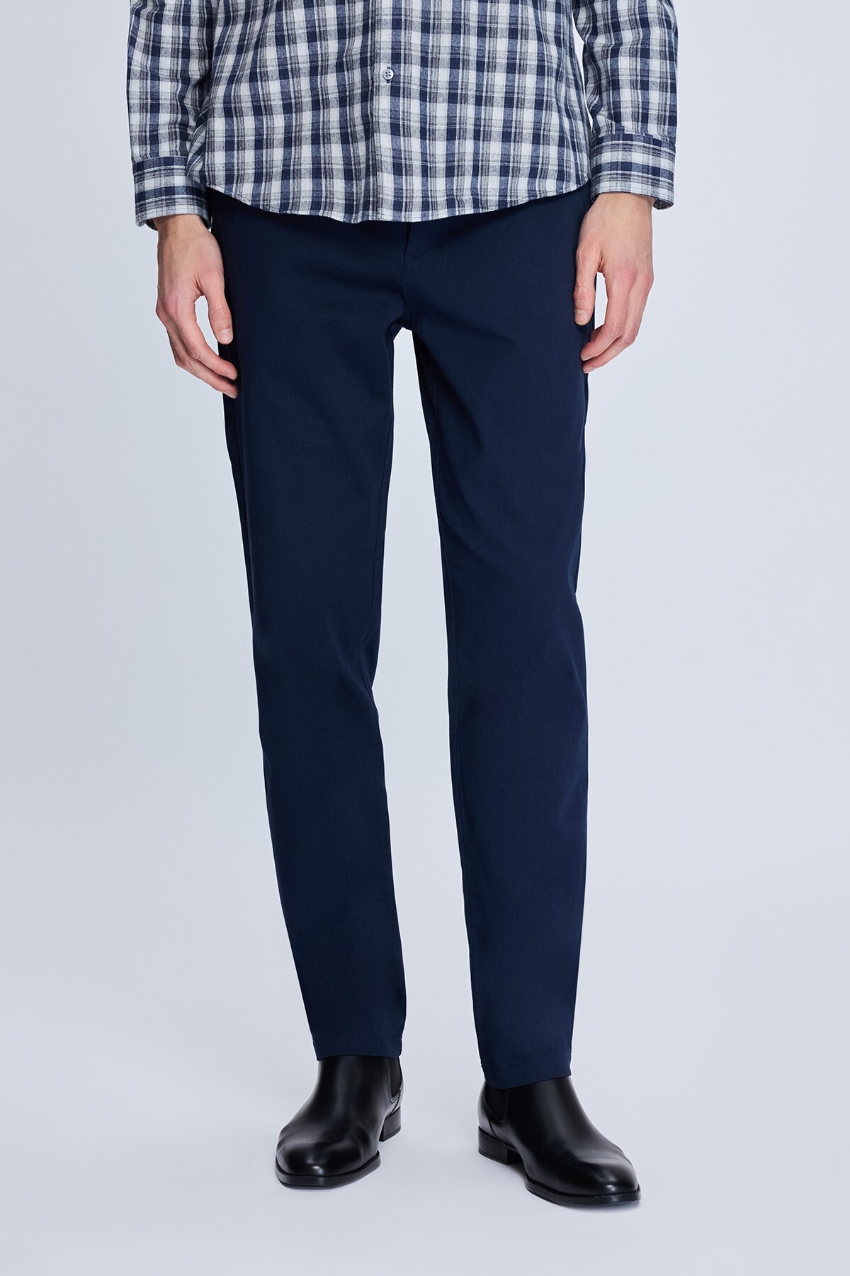 Lacivert Dinamik Fit Desenli Yandan Cepli Casual Jogger Pantolon - 1