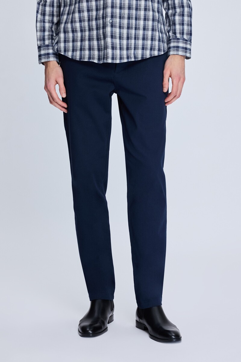 Lacivert Dinamik Fit Desenli Yandan Cepli Casual Jogger Pantolon - Hatem Saykı