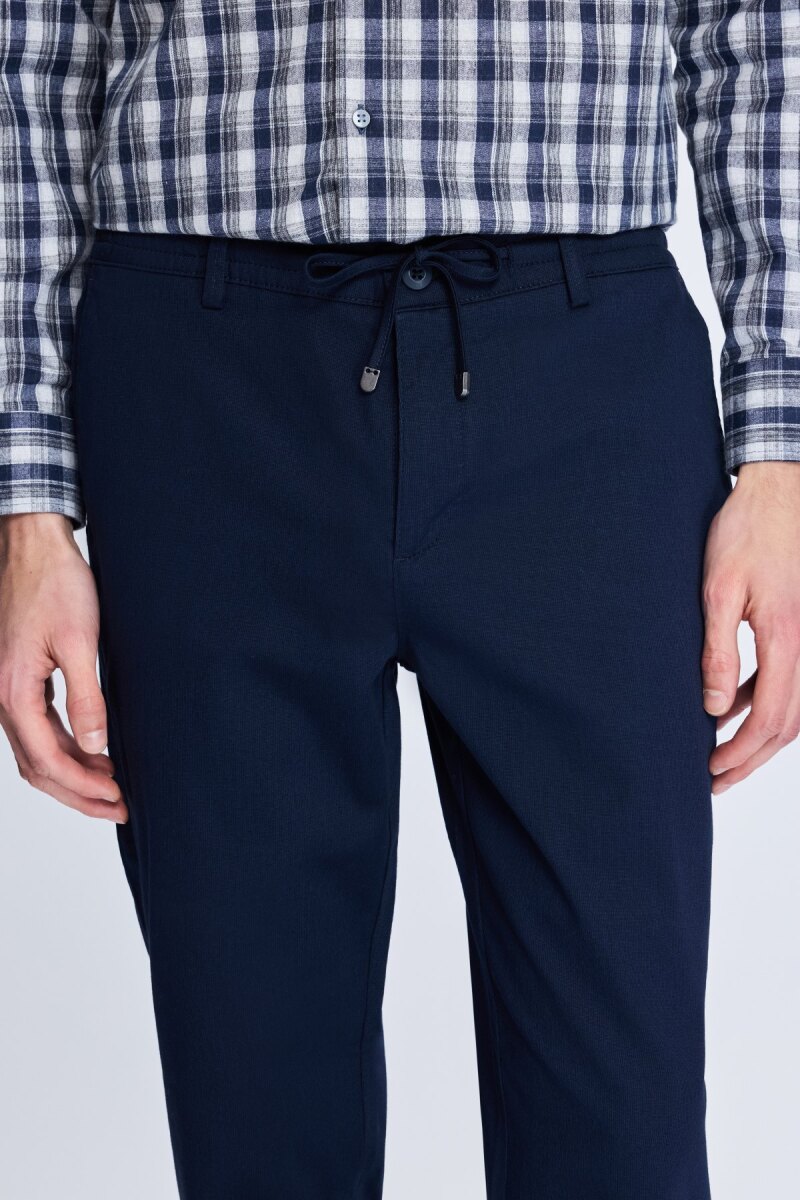 Lacivert Dinamik Fit Desenli Yandan Cepli Casual Jogger Pantolon - Hatem Saykı (1)