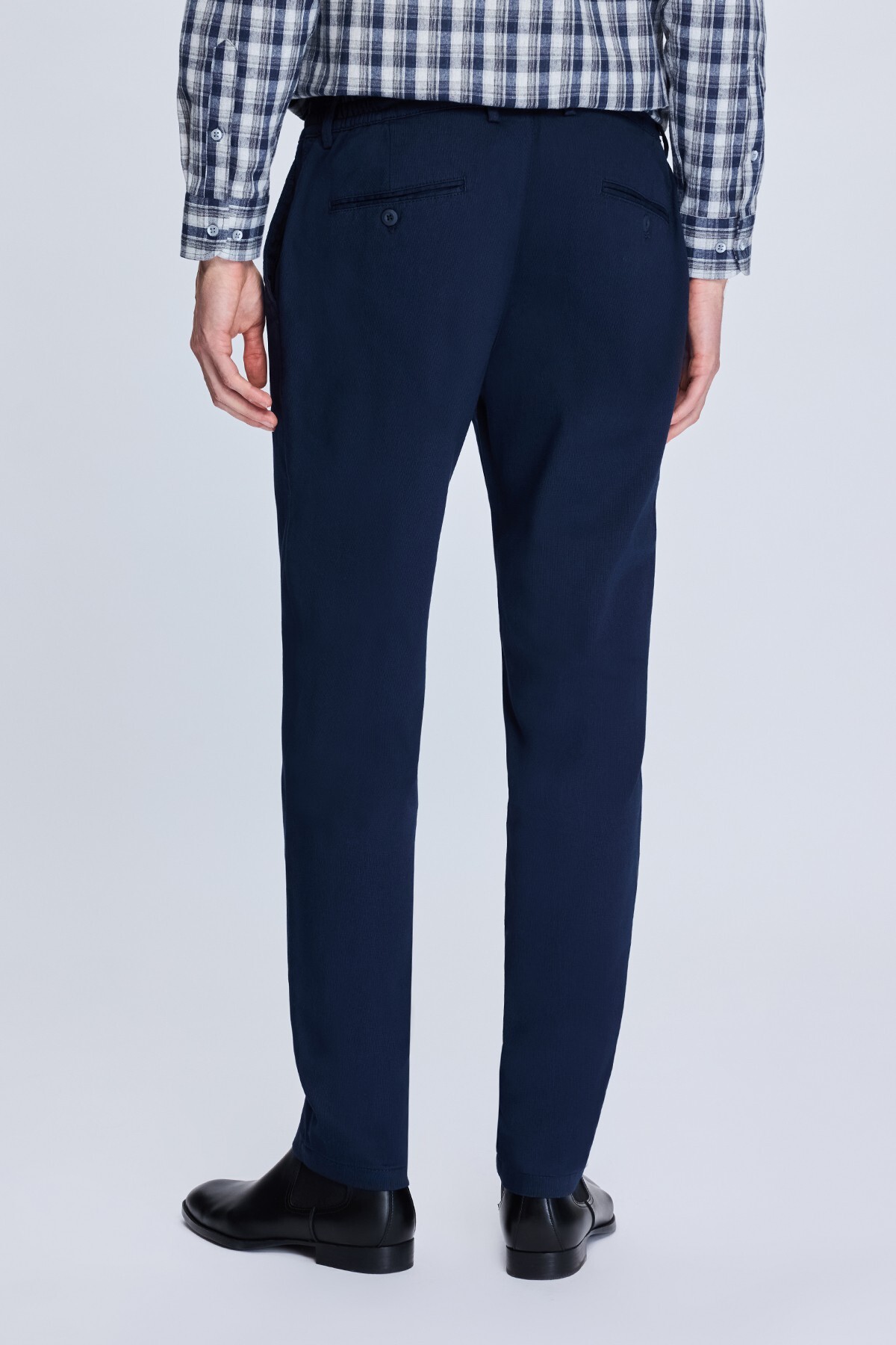 Lacivert Dinamik Fit Desenli Yandan Cepli Casual Jogger Pantolon - 4