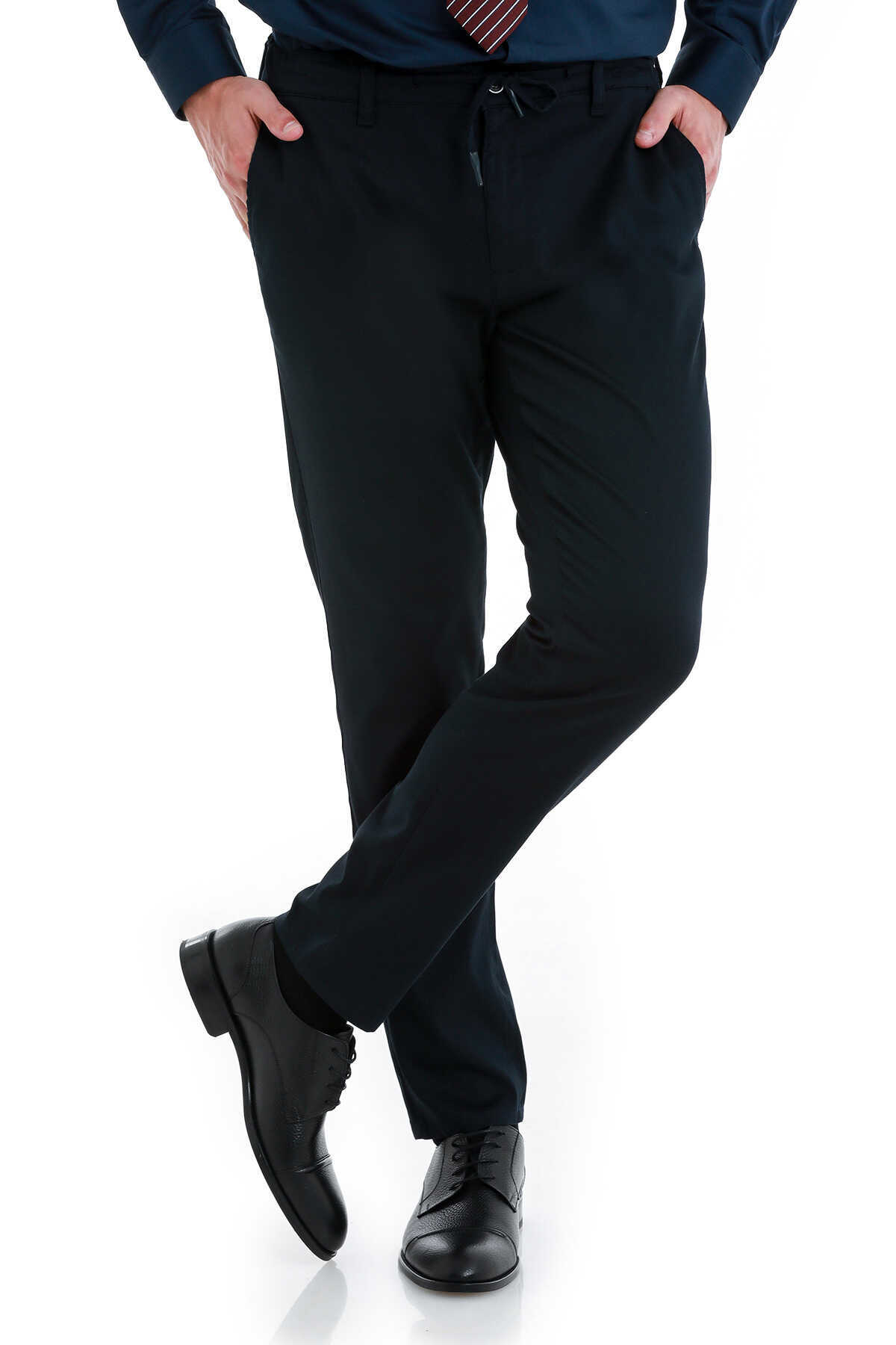 Lacivert Dinamik Fit Düz Yandan Cepli Jogger Pantolon - 1